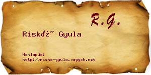 Riskó Gyula névjegykártya